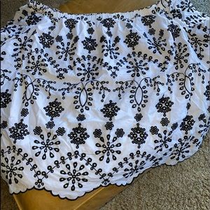 White w/bulk embroidery off shoulder top